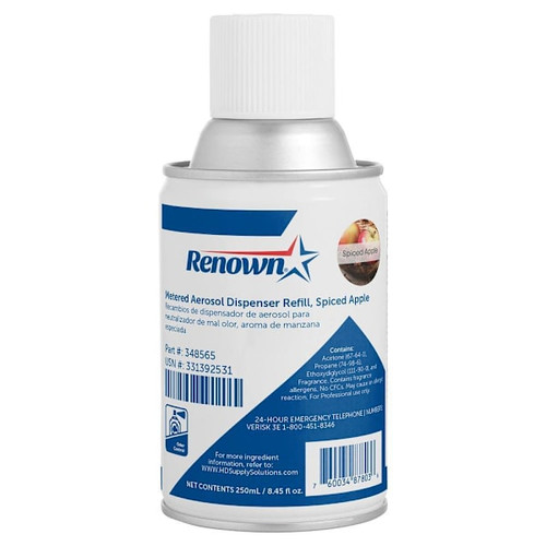 Renown Fusion Automatic Air Freshener 30-Day Aerosol Refill, Spiced Apple Scent, Case Of 12
