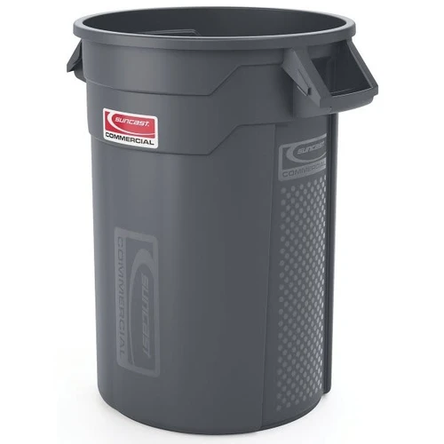 Suncast Commercial Utility Trash Can, 32 Gal, Gray
