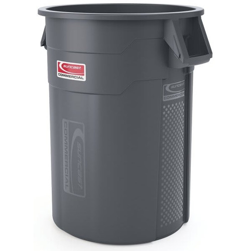 Suncast Commercial Utility Trash Can, 55 Gal, Gray