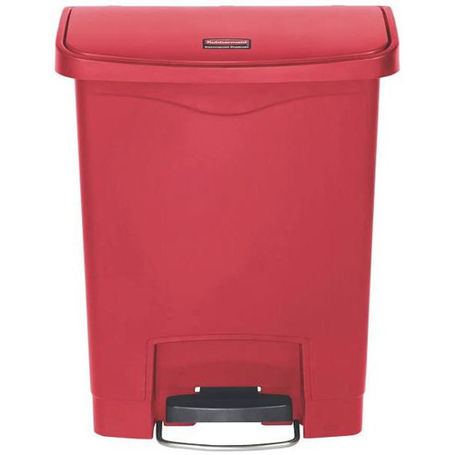 Rubbermaid Commercial 8 Gal. Slim Jim Step-On Plastic Front Step Trash Can, Red