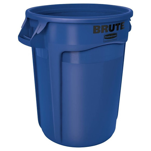Rubbermaid Commercial BRUTE 32 Gal. Round Trash Can, Vented, Blue