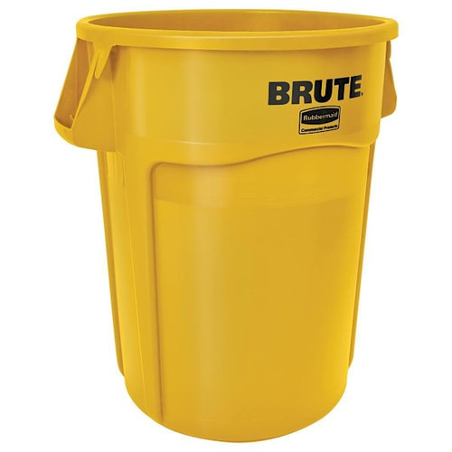Rubbermaid Commercial BRUTE 44 Gal. Round Trash Can, Vented, Yellow