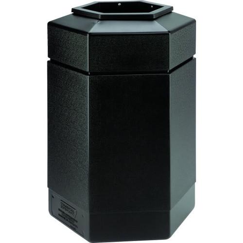 Commercial Zone Products Polytec 30 Gallon Hexagon Trash Can, Black