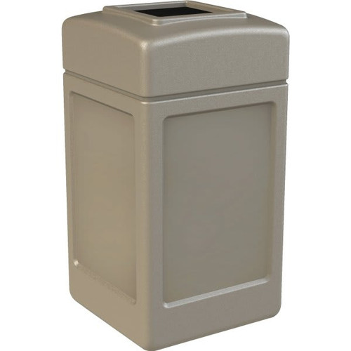 Commercial Zone Products Polytec 42 Gallon Square Waste Container, Beige