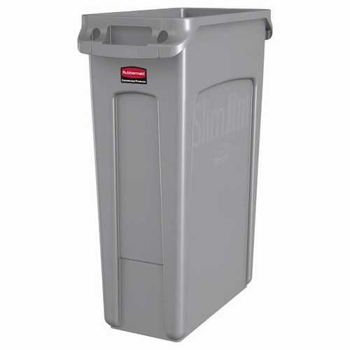 Rubbermaid Commercial Slim Jim 23 Gal. Rectangular Trash Can, Vented, Gray