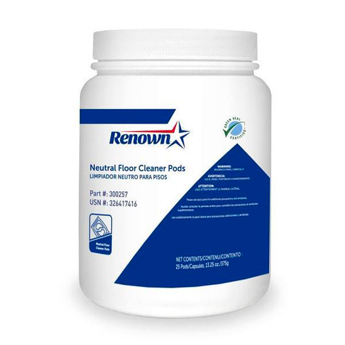 Renown Neutral Floor Cleaner Pods, Green Seal Certified (25 Per Case)