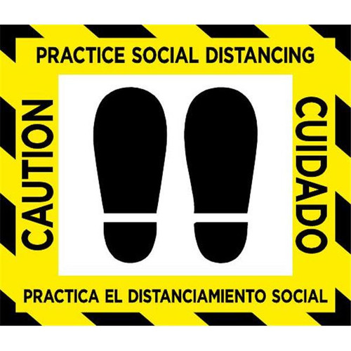 Generic 12 X 14 In "wait Here" Floor Decal W/ Anti-Slip Finish (Yellow) (10-Pack)