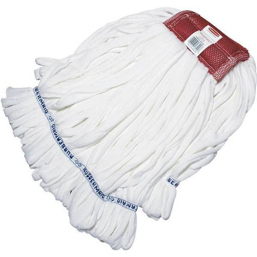 Rubbermaid Commercial 24 Oz. Cotton Blend Wet Mop Head, Rough Floor, Looped-End, 5 In. Headband, White
