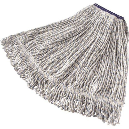Rubbermaid Commercial Super Stitch 24 Oz. Polyester Wet Mop Head, Looped-End, 1 In. Headband, White