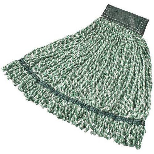 Rubbermaid Commercial Web Foot 24 Oz. Microfiber Wet Mop Head, Looped-End, 5 In. Headband, Green