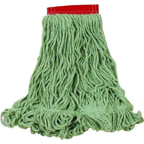 Rubbermaid Commercial Super Stitch 24 Oz. Cotton Blend Wet Mop Head, Looped-End, 5 In. Headband, Green