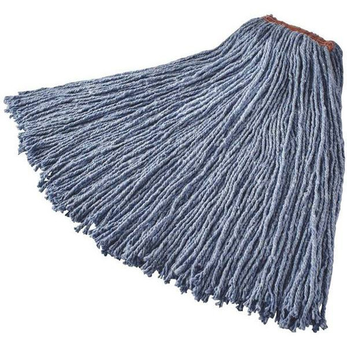 Rubbermaid Commercial 24 Oz. Cotton Blend Wet Mop Head, Cut-End, 1 In. Headband, Blue, 12-Case