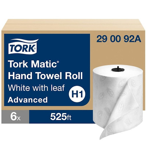 Tork Matic Hand Towel Roll , Advanced, White With Gray Leaf, H1 (6 Rolls X 525 Ft)