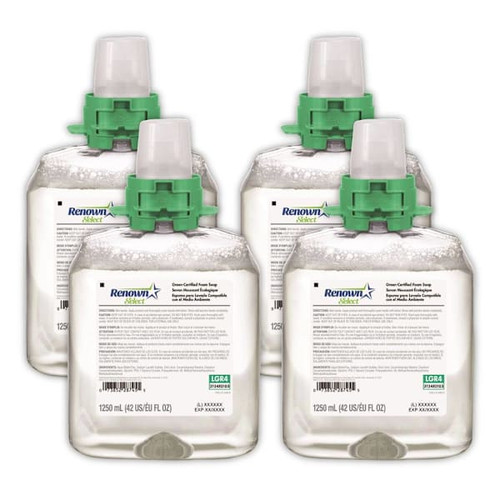 Renown Fmx-12 & Rb4 1250 mL Green Certified Fragrance-Free Foam Hand Soap Refill For Renown Rb4 Dispensers, Case Of 4