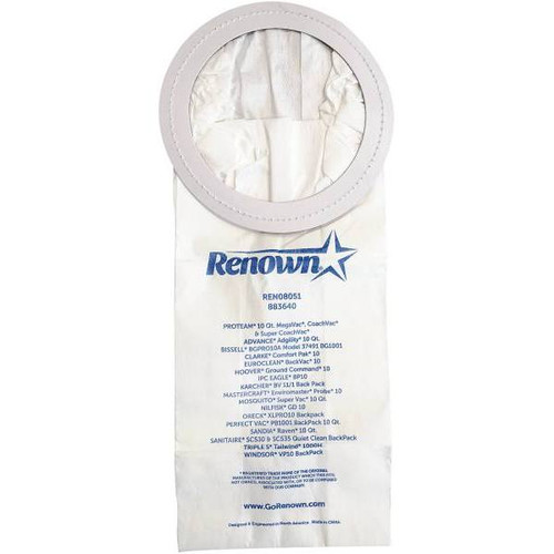 Renown Vacuum Bag For Proteam Mega Vac Equivalent To Oem# 100331, Package Of 10