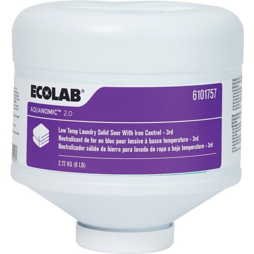 Ecolab Aquanomic 2.0 Low-Temp Laundry Solid Sour W/ Iron 3rd Control, 6lb, Case Of 2