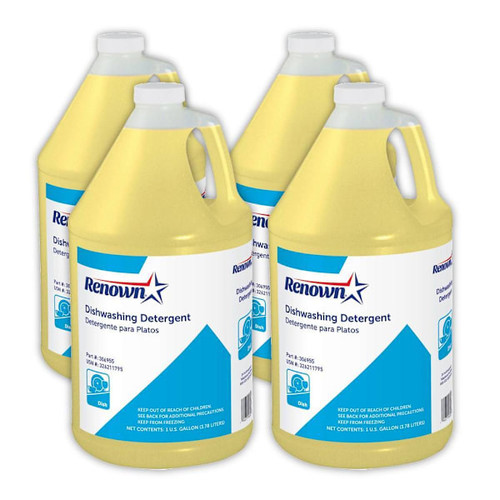 Renown Concentrated Manual Dishwashing Detergent, Lemon Scent, 1 Gal, Case Of 4