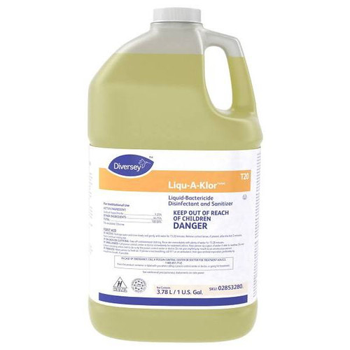 Diversey Liqu-A-Klor 1 Gallon Disinfectant And Sanitizer, Liquid-Bactericide, Case Of 4