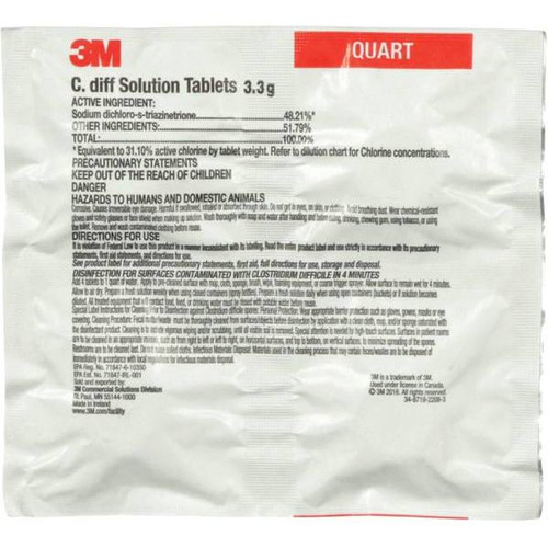 3m C. Diff Solution Quart Size Sanitizing Tablets, Case Of 2