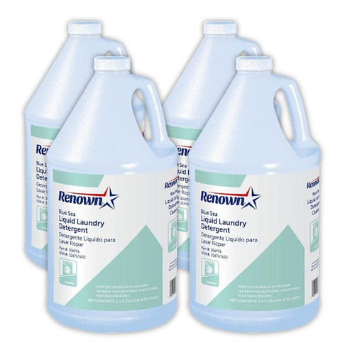 Renown Blue Sea Commercial Liquid Laundry Detergent, 1 Gal, Case Of 4