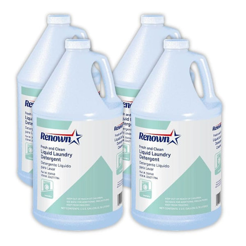Renown Fresh And Clean Commercial Liquid Laundry Detergent, 1 Gal, Case Of 4