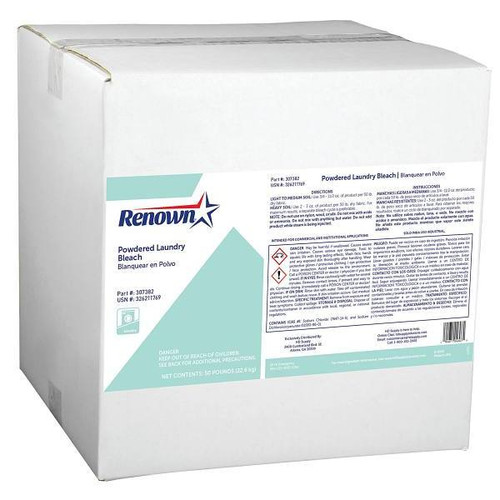Renown Stain-Removing Commercial Powdered Laundry Bleach, 50 Lb. Box