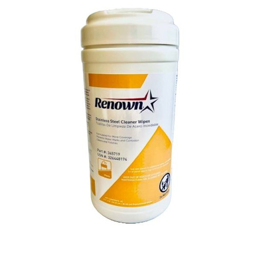 Renown Pre-Moistened Stainless Steel Cleaning Wipes, Case Of 6