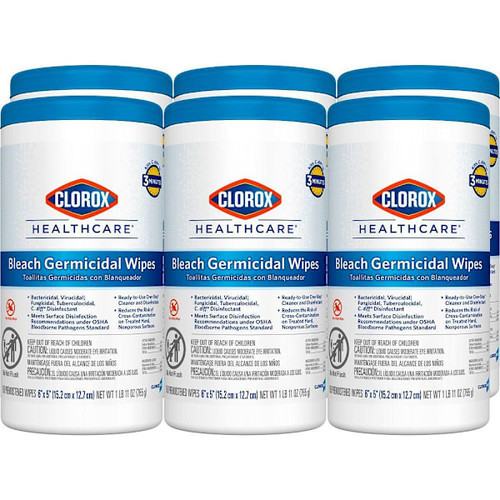 Clorox Healthcare 150-Count Bleach Germicidal Wipes, Case Of 6