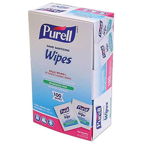 PURELL Alcohol Hand Sanitizing Wipes, Individually Wrapped, Fragrance Free, Case Of 10