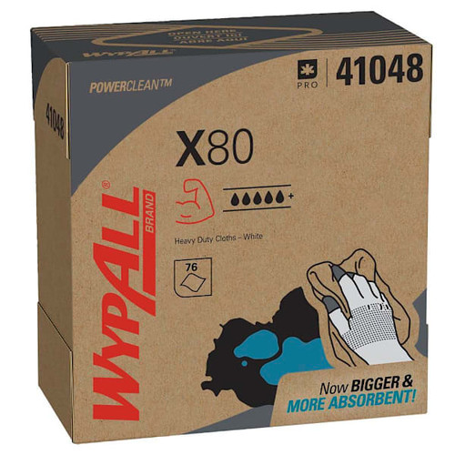 WypAll Powerclean X80 Heavy Duty Pop-Up Box Wipes, Case Of 5
