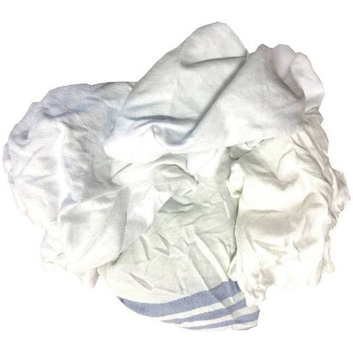 Recycled Machine-Compressed Bath Blanket Rags, White, 25 Lb.