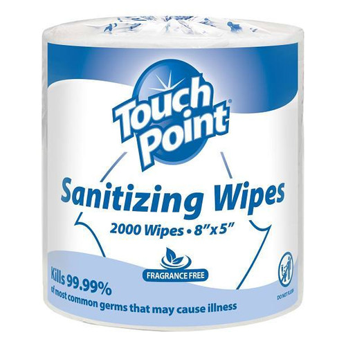 Hospeco Touchpoint Sanitizing Wipes, Ff Large Roll, Case Of 2
