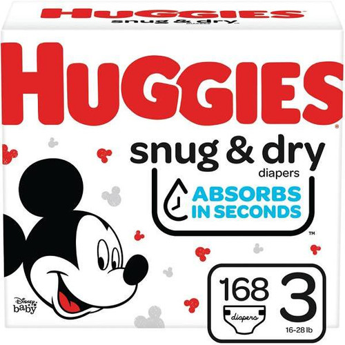 Huggies Snug & Dry Diapers, Size 3, Case Of 168
