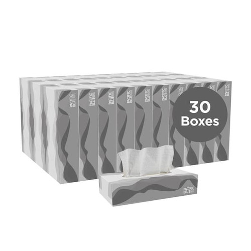 Pacific Blue Basic 2-Ply Flat Facial Tissue Box (30 Boxes-Case)