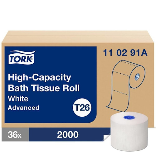Tork High-Capacity Toilet Paper Roll, Advanced, 1-Ply, White, T26 (36 Rolls X 2,000 Sheets)