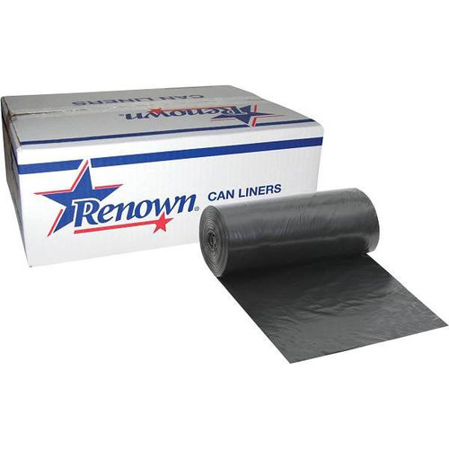 Renown Can Liner, 10 Gal., 8 Mic, High Density, Black 24" X 24", Case Of 1000