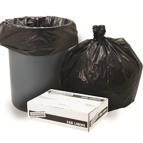 Maintenance Warehouse Can Liner 40-45 Gal. 0.6 Mil Low-Density, Black, 40" X 46" Pack Of 250