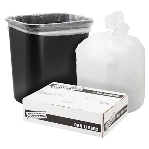 Maintenance Warehouse Can Liner 33 Gal. 9 Mic High-Density, Natural, 33" X 38" Pack Of 500