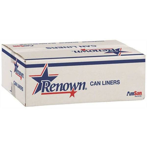 Renown Can Liner, 33 Gal., 9 Mic, High-Density, Clear, 33" X 40", Case Of 500