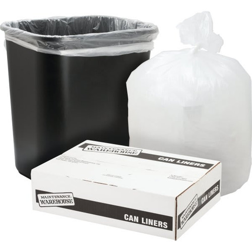 Maintenance Warehouse Can Liner 56 Gal. 16 Mic High-Density, Natural, 43" X 48" Pack Of 200