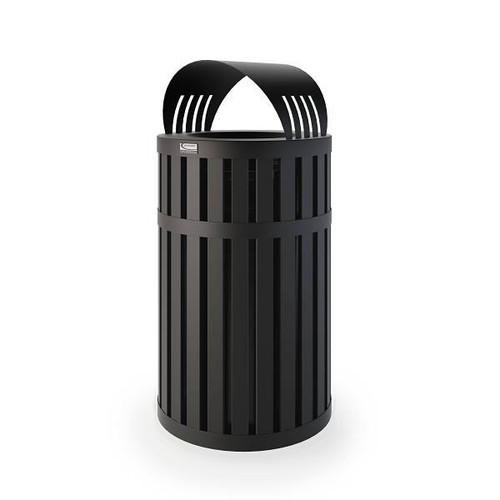 Suncast Commercial Round Slatted Can With Canopy Lid 355078