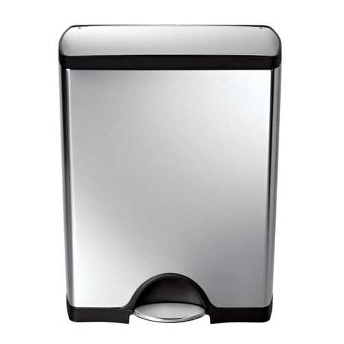 Simplehuman 13.2 Gallon Fingerprint-Proof Brushed Stainless Steel Rectangular Step-On Trash Can
