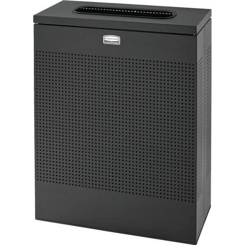 Rubbermaid Commercial Silhouettes 22.5 Gal Textured Steel Rectangle Trash Can (Black)