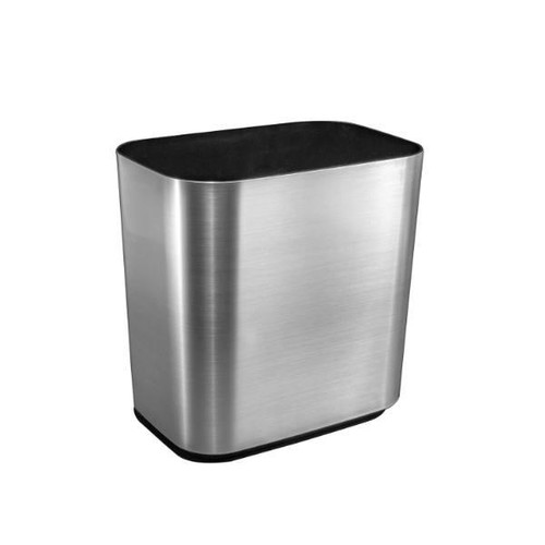 Hapco Contempo 14 Qt Rectangle Wastebasket,brushed Chrome,case Of 4