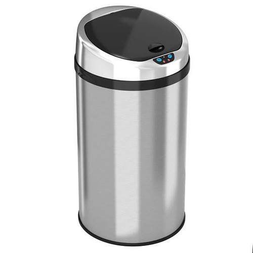 HLS Commercial 8 Gallon Stainless Steel Round Sensor Trash Can With Odor Filter