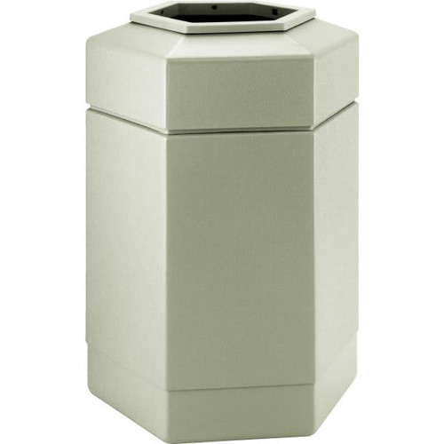 Commercial Zone Products Polytec 30 Gallon Hexagon Trash Can (Beige)