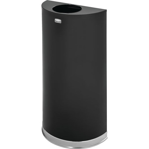 Rubbermaid Commercial 12 Gal Steel Half-Round Open Top Trash Can W/ Rigid Liner (Black)