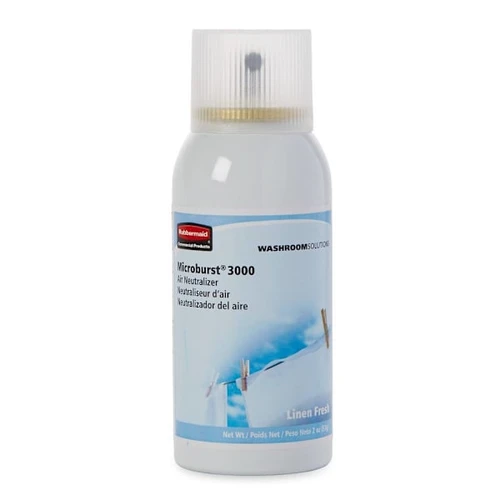 Rubbermaid Commercial Microburst 3000 Odor Neutralizer/Air Freshener Aerosol Refill, Linen Fresh, 12-Pack