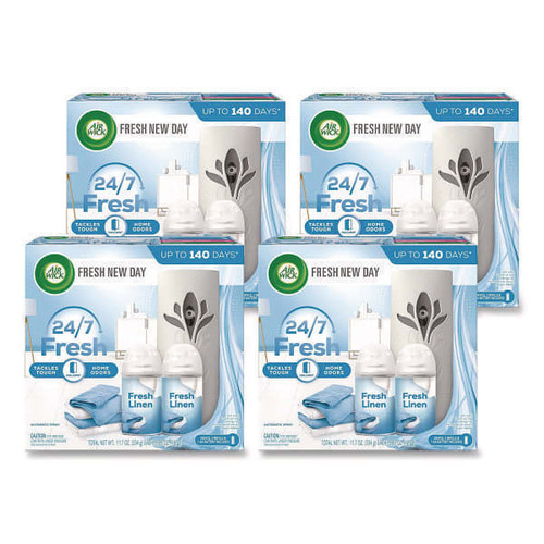 Freshmatic Ultra Automatic Starter Kit, Gadget/(2) 5.89 Oz Fresh Linen Refills/AA Battery, 4 Kits/Carton