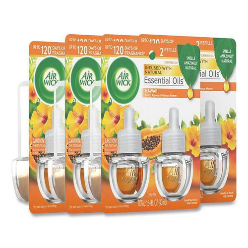 Scented Oil Twin Refill, Hawai'I Exotic Papaya/Hibiscus Flower, 0.67 Oz, 2/Pack, 6 Packs/Carton